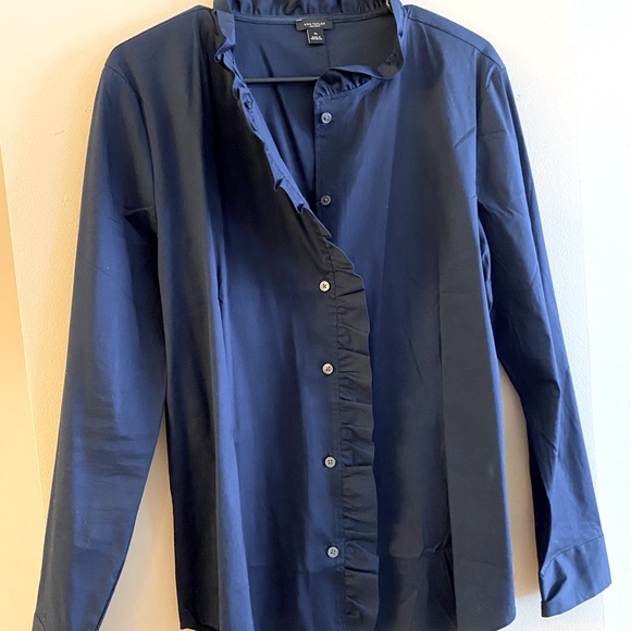 Ann Taylor Factory Tops - Ann Taylor Factory Ruffle Button Down Blouse - NWOT  Size XL